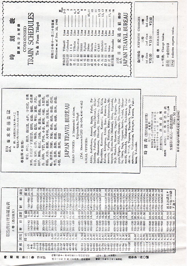 JTB時刻表1945年11月号